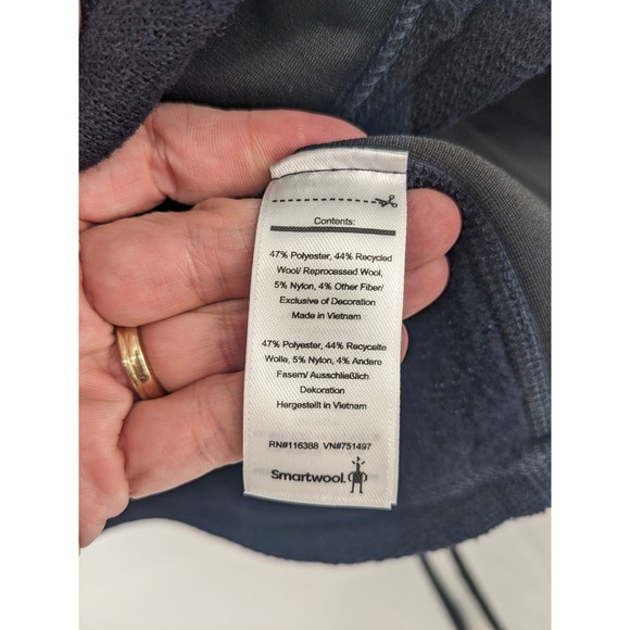 Smartwool Hudson Trail Fleece Vest Mens XL Navy Blue Merino Wool Blend Full Zip - Picture 7 of 10